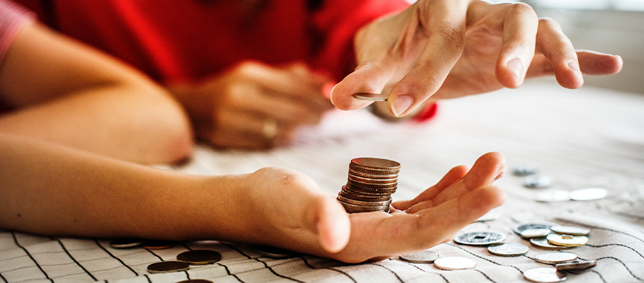 person budgeting money